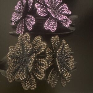 Elegant Black and Purple Floral Hair Clips